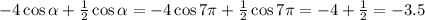 -4\cos \alpha +\frac{1}{2}\cos \alpha =-4\cos 7 \pi +\frac{1}{2}\cos7 \pi =-4+ \frac{1}{2}=-3.5