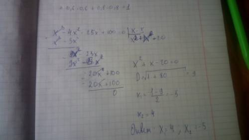 Решите уравнение: х^3 -4 х^2 -25х+100=0 мои