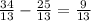 \frac{34}{13}-\frac{25}{13}=\frac{9}{13}