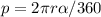 p=2 \pi r \alpha / 360