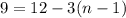 9=12-3(n-1)