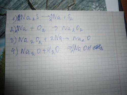 Напишите уравнения реакций: na2s-na-na2o2-na2o-naoh
