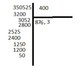 350525 разделить на 400 столбиком ответ столбиком