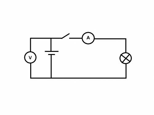 Начертите схему цепи,состоящей из аккумулятора,лампы,ключа,амперметра и вольтметра,для случая,когда