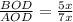 \frac{BOD}{AOD} = \frac{5x}{7x}