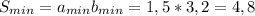 S_{min}=a_{min}b_{min}=1,5*3,2=4,8