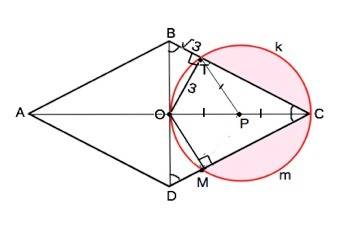 Диагональ ромба abcd пересекается в точке о. на отрезке со как на диаметре построен круг. окружность
