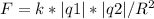 F=k*|q1|*|q2|/R^2