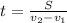 t= \frac{S}{v_2-v_1}