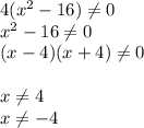 4(x^{2}-16)\neq 0\\x^{2}-16\neq 0\\(x-4)(x+4)\neq 0\\\\x\neq 4\\x\neq -4