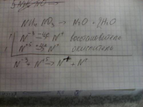 Расставить коэффициенты методом электронного nh4no--> n2o + h2o