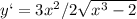 y`=3x^2/2 \sqrt{x^3-2}