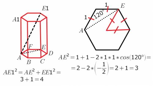 Много в правильной шестиугольной призме abcdefa1b1c1d1e1f1 все ребра равны 1. найдите расстояние меж