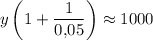 y\left( 1 + \dfrac{1}{0{,}05}\right) \approx 1000