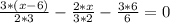 \frac{3*(x-6)}{2*3}- \frac{2*x}{3*2}- \frac{3*6}{6}=0