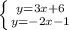 \left \{ {{y=3x+6} \atop {y=-2x-1}} \right.