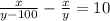 \frac x{y-100}-\frac x{y}=10