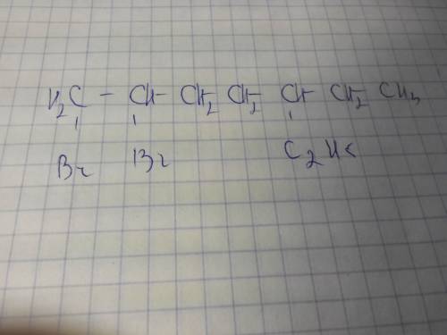Написати спрощену структурну формулу 1,2-дибромо-5-етилгептану