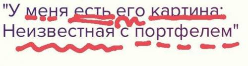 Полный синтаксический разбор предложения: у меня есть его картина: неизвестная с портфелем