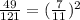 \frac{49}{121} = (\frac{7}{11} )^2