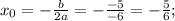 x_0=- \frac{b}{2a}= -\frac{-5}{-6}=-\frac{5}{6};