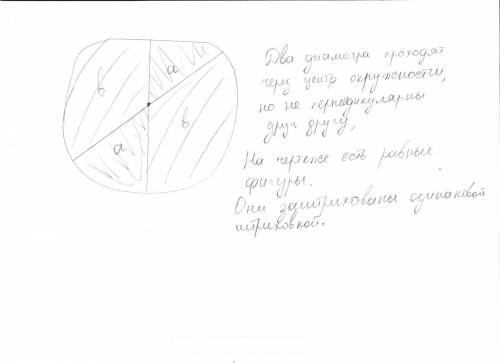 Начертите окружность и проведите в ней два не перпендикулярных диаметра.есть ли на чертеже равные фи