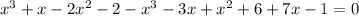 x^3+x-2x^2-2-x^3-3x+x^2+6+7x-1=0