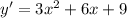 y'=3x^2+6x+9