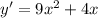 y'=9 x^{2} +4x &#10;