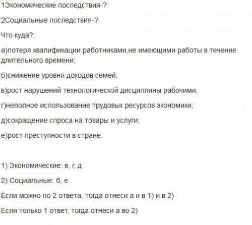 Заполни в своей тетради таблицу «последствия безработицы для общества». последствия социальные после