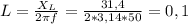 L= \frac{X_L}{2 \pi f} = \frac{31,4}{2*3,14*50} =0,1