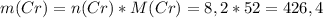 m(Cr)=n(Cr)*M(Cr)=8,2*52=426,4