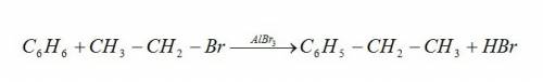 При взаимодействии бензола с бромэтаном преимущественно образуется 1)1-бром-2-этилбензол 2)бромбензо