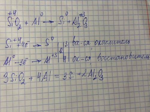 Расставить коэффициенты методом электронного : sio2+al→si+al2o3