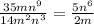 \frac{35mn^9}{14m^2n^3} = \frac{5n^6}{2m}