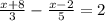 \frac{x+8}{3} - \frac{x-2}{5} =2