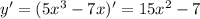 y'=(5x^3-7x)'=15x^2-7