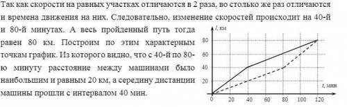 На полпути. из пункта а в пункт б по прямой дороге выезжают два автомобиля. первый половину всего пу