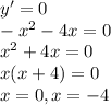 y'=0\\-x^2-4x=0\\x^2+4x=0\\x(x+4)=0\\x=0,x=-4