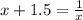 x+1.5= \frac{1}{x}