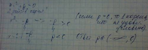 При каких значениях параметра р уравнение 4х2 + р = 0 имеет два различных действительных корня?
