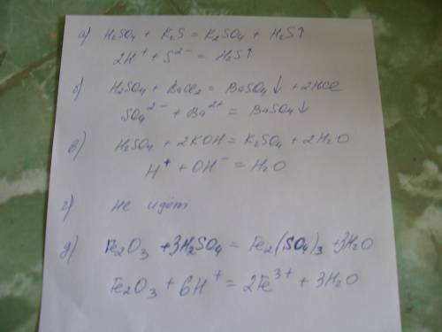 33.напишите уравнения в молекулярном и ионном виде осуществимых реакций между веществами: а) серной