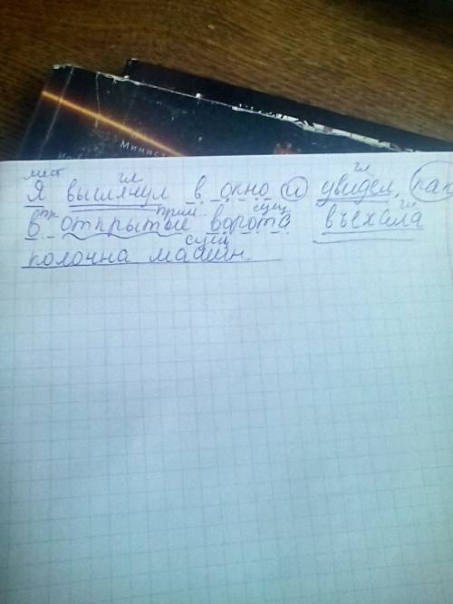 Синтаксический разбор сложного : я выглянул в окно и увидел, как в открытые ворота въехала колонна м