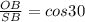 \frac{OB}{SB}=cos30