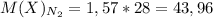 M(X)_{N_2}=1,57*28=43,96