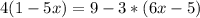 4(1-5x)=9-3*(6x-5)