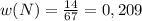 w(N)= \frac{14}{67}=0,209