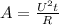 A= \frac{U^{2}t}{R}