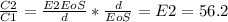 \frac{C2}{C1} = \frac{E2EoS}{d} * \frac{d}{EoS} = E2 = 56.2