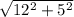 \sqrt{ 12^{2}+5^{2} }